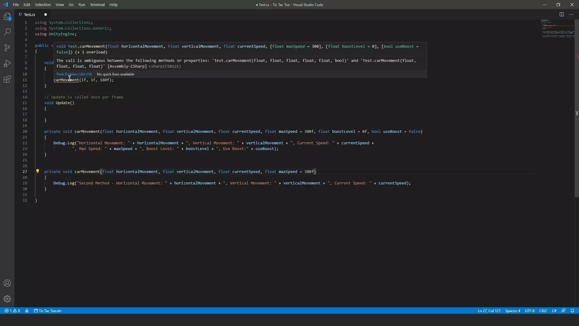 Methods in C# - Overload Resolution - Compile Time Error 1