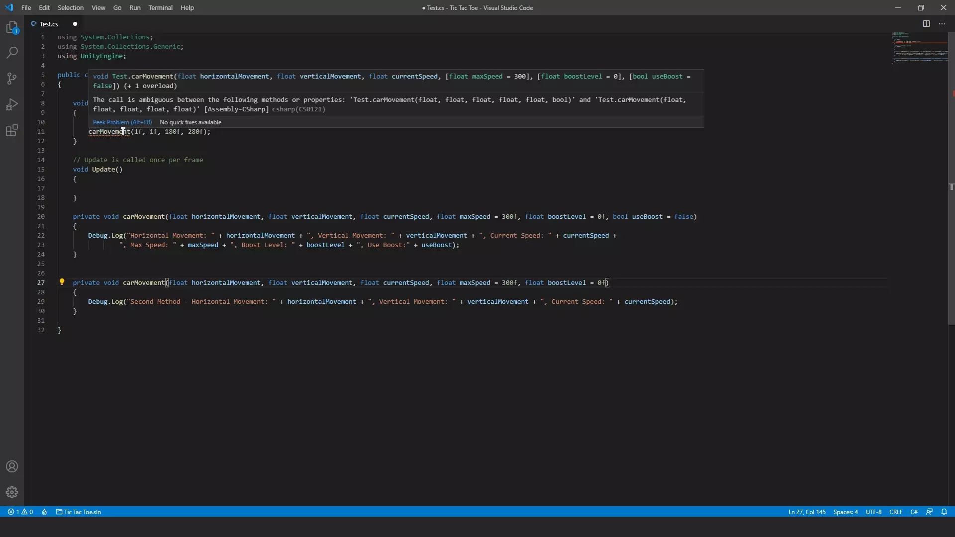 Methods in C# - Overload Resolution - Compile Time Error 2