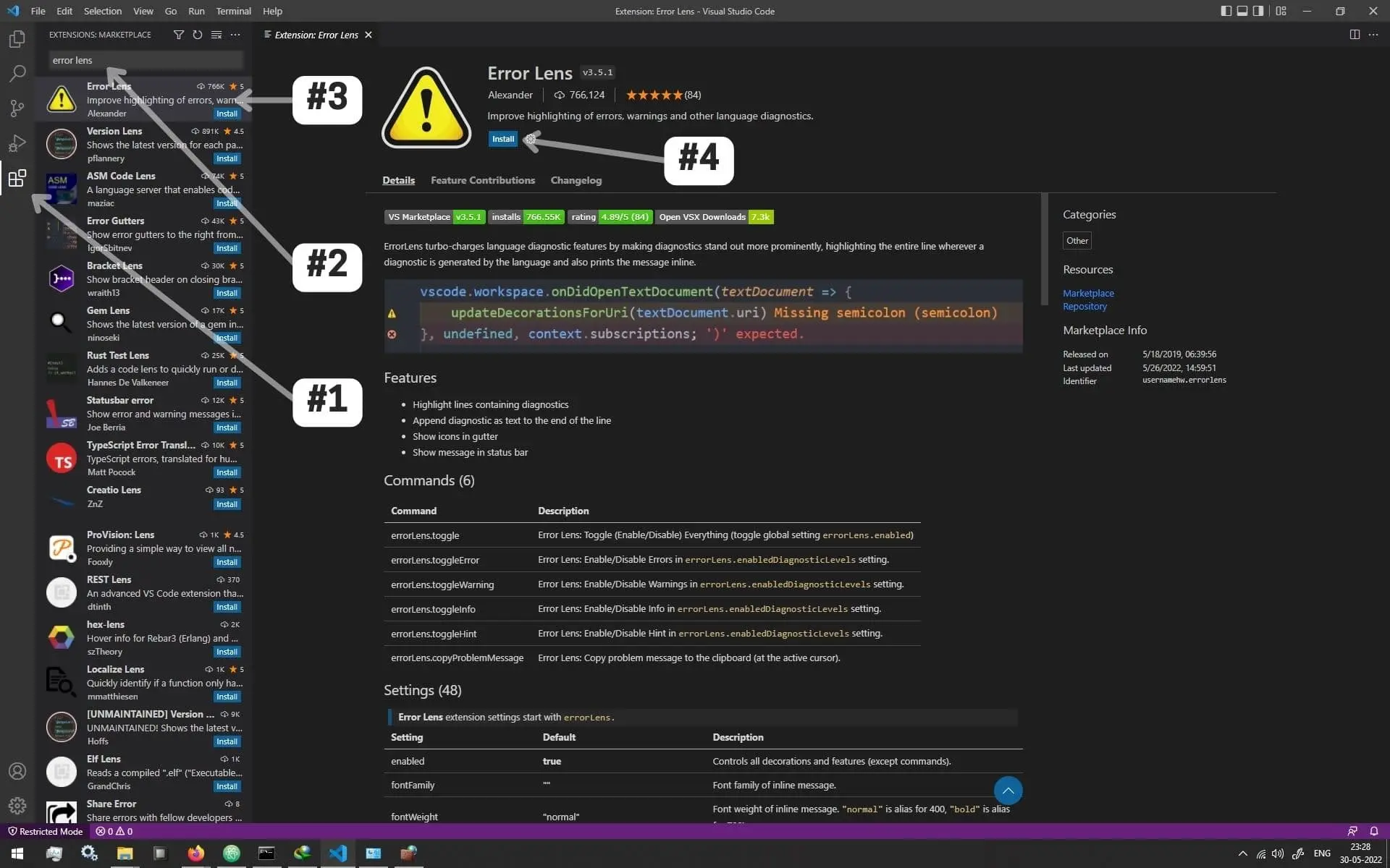 Steps For Installing VS Code Extensions - Minimalist Text Editor in Rust Programming Language - #1 Setting Up The Development Environment - Rust Tutorial