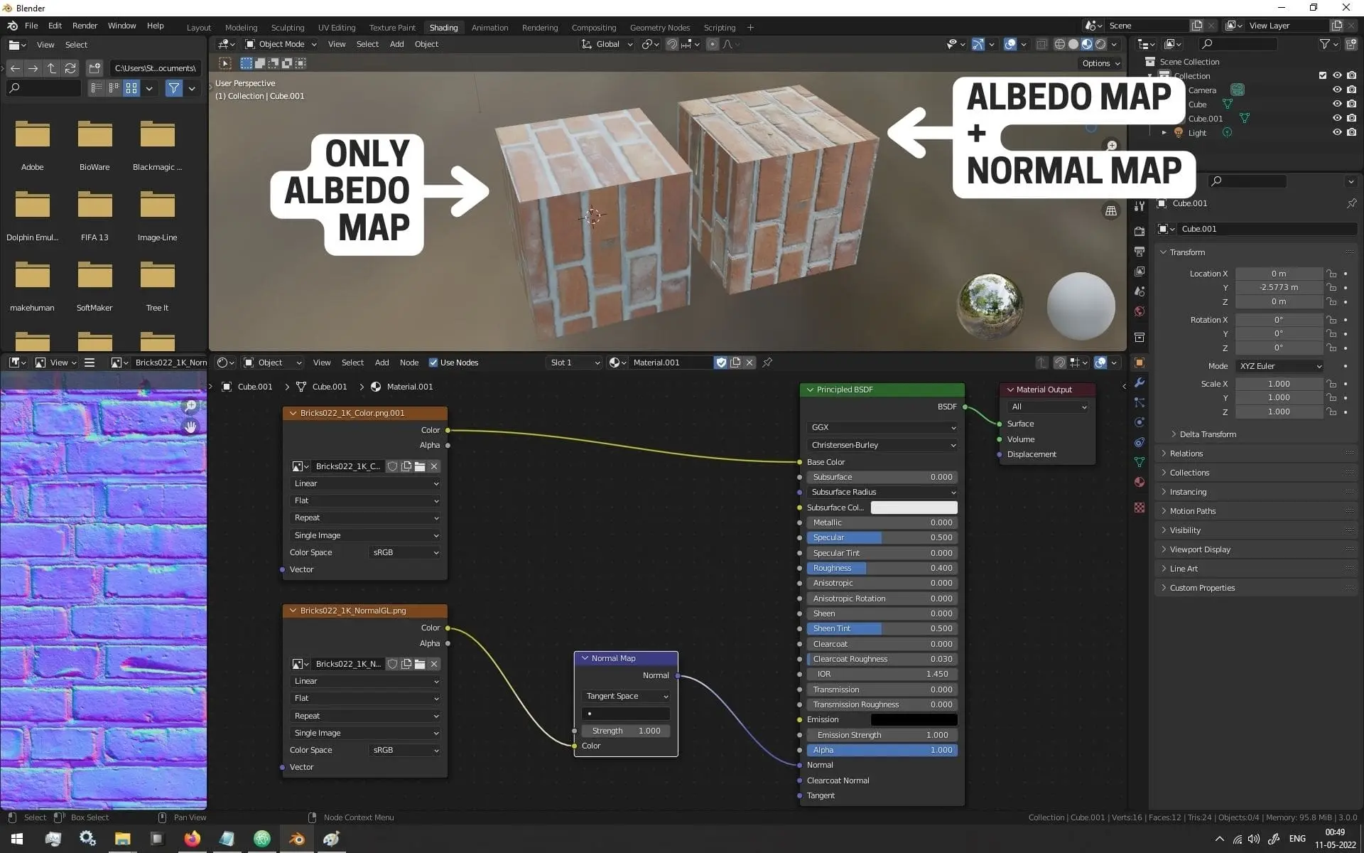 Using Normal Map In Blender - Final Result - CG - Basics Of 3D Art For Game Development Tutorial